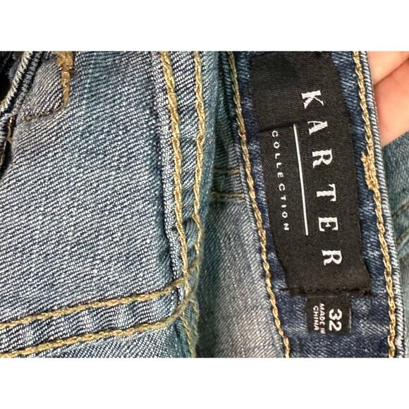 Karter Collection blue painted distressed skinny jeans size 32 - Picture 3 of 10